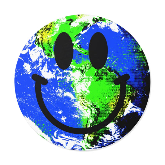 "Happy Eart" Round Vinyl Stickers